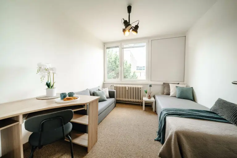 referenční byt v ulici Molákova v Praze Karlín pokoj který byl zrekonstruován firmou Dormitoryprague pro účely spolubydlení a správy nemovitostí ZDARMA