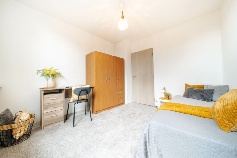 referenční byt v ulici Molákova v Praze Karlín pokoj který byl zrekonstruován firmou Dormitoryprague pro účely spolubydlení a správy nemovitostí ZDARMA